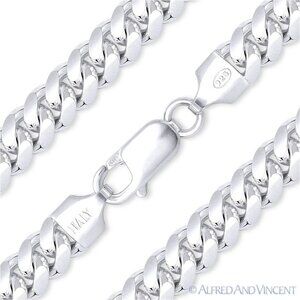 8mm Miami Cuban / Curb Link Italian Chain Bracelet in .925 Sterling Silver